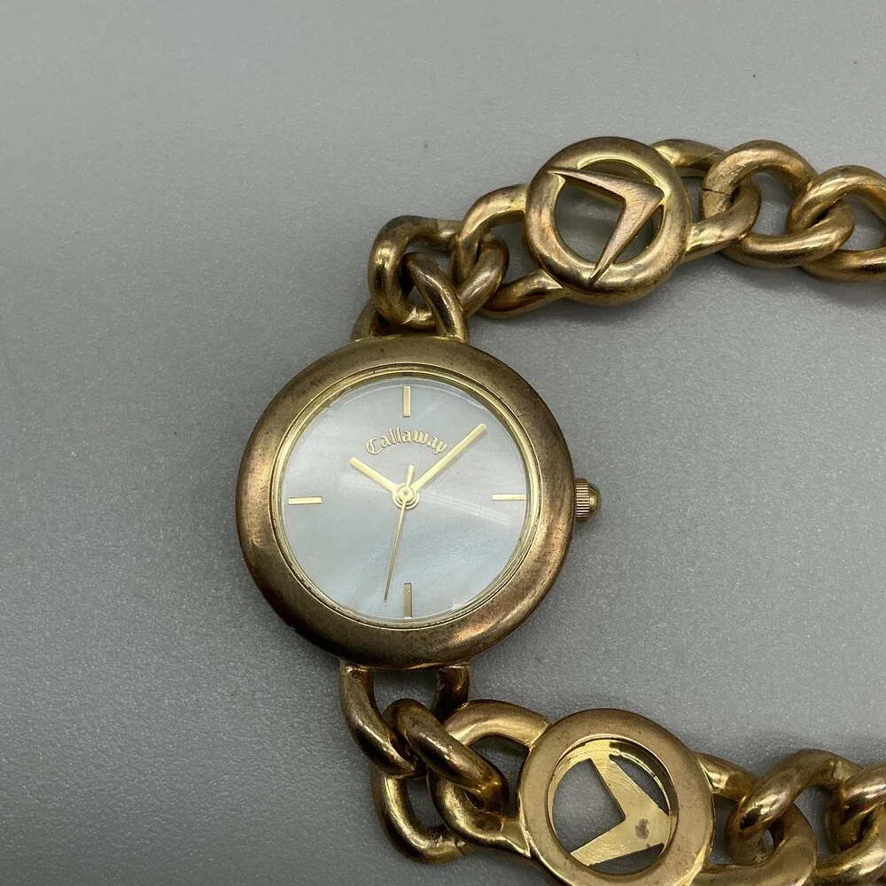 Callaway FMDCY210 Womens Watch 26mm MOP Dial Gold Chain Golf New Battery 8.5